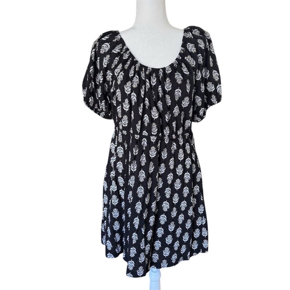 Old Navy Black Midi Dress Puff Sleeve Size XL